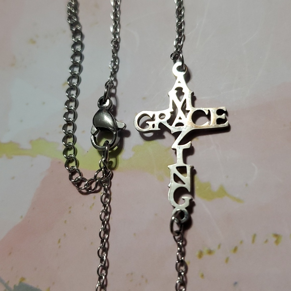 Stainless Steel "Amazing Grace" Cross Bracelet – Adjustable Faith Jewelry